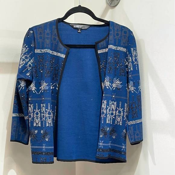 Veste Boléro LuLaRoe Stella - Noire à Fleurs, Taille M - Avec Paillettes